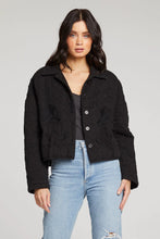 quilted short button up jacket in black